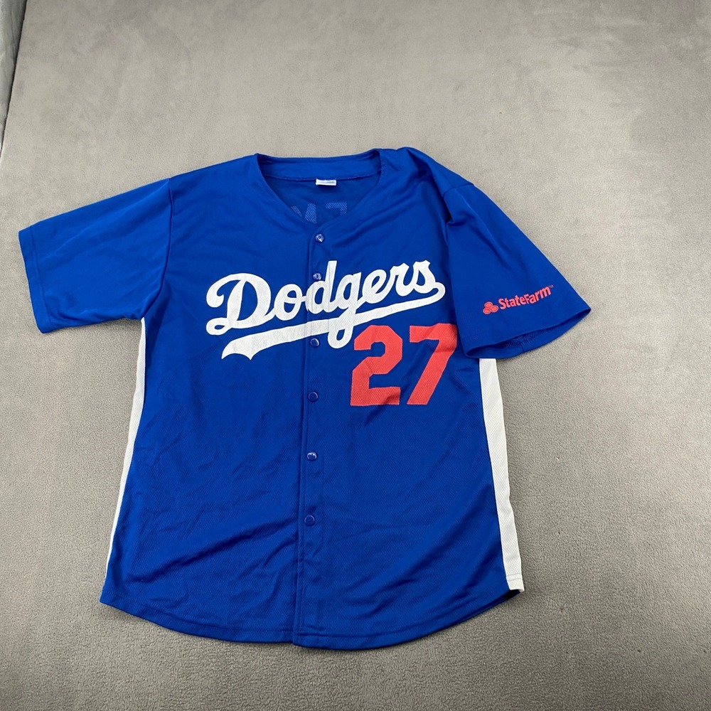 Los Angeles Dodgers Matt Kemp 27 Baseball Jersey Blue Mens Medium State Farm